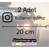 MS Major Selection Instagram Logolu Kullanıcı Adı - 2 Adet 20 cm - Araç - Motor Sticker Etiketi Folyo Kesim - Tek Ebat - Siyah