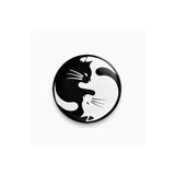 Ms Major Selection Kedi Ying Yang Şeklinde Siyah Beyaz Rozet Metal