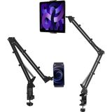 Ms Masa Için T2 Ayarlanabilir Tablet Tutucu, Yatak Için Karbon Çelik Tablet Telefon Standı, Esnek Tablet Kol Kelepçesi iPhone 15 Pro iPad Kindle Galaxy Tab 4.6-12.9 Inç Cihazlarla Uyumlu