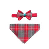 MS Pet Design Ayarlanabilir Kedi Köpek Papyon ve Bandana Set - Ekose Serisi
