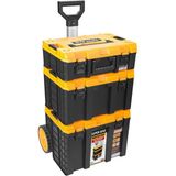 Ms S-M-L Master Case 3'lü Modüler Tekerlekli Takım Çantası Seti, Organizerli Alet Taşıma ve Depolama Sistemi, Çekçek Kollu, Büyük Hacimli, Elektrikçi Tesisatçı Servis Için, Sarı-Siyah
