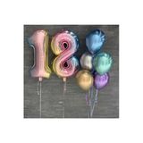Msda 18 Yaş Gökkuşağı Rakam Krom Balon Doğum Günü Balon Seti