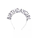 Msda Gümüş Renk Metal Taşlı Birthday Girl Yazılı Doğum Günü Parti Tacı