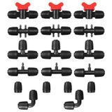MSDADA 1/2 '' Boru için 18 Adet Damla Sulama Parçaları Kiti: 1/2 İnç Damla Hattı Anti Damla Dikenli Kilitleme Somunu Konnektörü 4 Tees 4 Kaplin 3 Azaltma Tee 3 Anahtar Vanaları 2 Dirsekler 2 Fiş