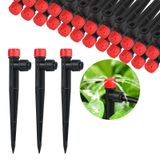 MSDADA 30 Adet Damla Sulama Yayıcıları, 1/4" Sulama Borusu için, Ayarlanabilir Su Akışı Damlatıcı Sulama Damlama Başlıkları Çiçek Bitki için Kazıklı (Kırmızı)