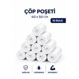 MSE HOLD 40X50 Küçük Boy Çöp Poşeti 10 Rulo 400 Adet Dayanıklı Sızdırmaz Çöp Torbası