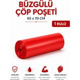 MSE HOLD Büzgülü Çöp Poşeti Çilek Kokulu 65×70 cm Büyük Boy 1 Rulo Dayanıklı Sızdırmaz Kalın Çöp Torbası
