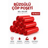 MSE HOLD Büzgülü Çöp Poşeti Çilek Kokulu 65×70 cm Büyük Boy 10 Rulo Dayanıklı Sızdırmaz Kalın Çöp Torbası