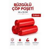 MSE HOLD Büzgülü Çöp Poşeti Çilek Kokulu 65×70 cm Büyük Boy 3 Rulo Dayanıklı Sızdırmaz Kalın Çöp Torbası