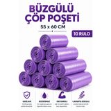 MSE HOLD Büzgülü Çöp Poşeti Lavanta Kokulu 55×60 cm Orta Boy 10 Rulo Dayanıklı Sızdırmaz Kalın Çöp Torbası