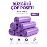 MSE HOLD Büzgülü Çöp Poşeti Lavanta Kokulu 65×70 cm Büyük Boy 5 Rulo Dayanıklı Sızdırmaz Kalın Çöp Torbası