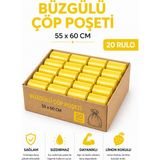 MSE HOLD Büzgülü Çöp Poşeti Limon Kokulu 55×60 cm Orta Boy 20 Rulo Dayanıklı Sızdırmaz Kalın Çöp Torbası