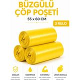 MSE HOLD Büzgülü Çöp Poşeti Limon Kokulu 55×60 cm Orta Boy 3 Rulo Dayanıklı Sızdırmaz Kalın Çöp Torbası