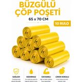 MSE HOLD Büzgülü Çöp Poşeti Limon Kokulu 65×70 cm Büyük Boy 10 Rulo Dayanıklı Sızdırmaz Kalın Çöp Torbası