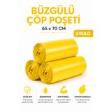 MSE HOLD Büzgülü Çöp Poşeti Limon Kokulu 65×70 cm Büyük Boy 3 Rulo Dayanıklı Sızdırmaz Kalın Çöp Torbası