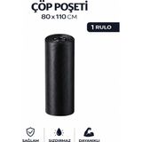 MSE HOLD Çöp Poşeti 80X110 Jumbo Boy 1 Rulo 10 Adet Kalın Siyah Çöp Torbası