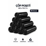 MSE HOLD Çöp Poşeti 80X110 Jumbo Boy 10 Rulo 100 Adet Kalın Siyah Çöp Torbası