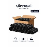 MSE HOLD Çöp Poşeti 80X110 Jumbo Boy 20 Rulo 200 Adet Kalın Siyah Çöp Torbası