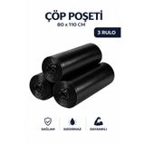 MSE HOLD Çöp Poşeti 80X110 Jumbo Boy 3 Rulo 30 Adet Kalın Siyah Çöp Torbası