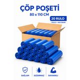 MSE HOLD Çöp Poşeti Mavi 80x110 Jumbo Boy 20 Rulo 200 Adet Kalın Çöp Torbası