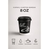 MSE HOLD Karton Bardak Kapaklı 8 Oz 50 Adet Siyah Kahve Bardağı Sızdırmaz Kalın Bardak 240 ML