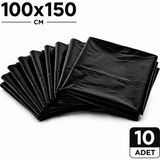 MSE HOLD Siyah Çöp Poşeti 100X150 Kalın 10 Adet Dökme Çöp Torbası Hantal Boy