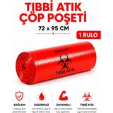MSE HOLD Tıbbi Atık Poşeti 72X95 1 Rulo 10 Adet Kırmızı Tıbbi Çöp Poşeti Sızdırmaz Dayanıklı