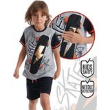 Mshb&G Thunder Değişen Payetli Pullu Erkek Çocuk T-shirt Şort takım - 3 Yaş - Siyah - Gri