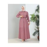 MSK Fashion Lara Yarım Düğmeli Gömlek Yaka Elbise