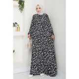 MSK Fashion Önü Lastikli Büyük Beden Viskon Anne Elbisesi siyah