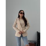 Msm Fashion Kadın Blazer Ceket Kısa Düğmeli Astarlı Vatkalı Ceket - 36 - Bej