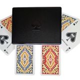 MSMETİCARET Angora Kem Kutulu Plastik Iskambil Oyun Kartı Çift Deste - Plastic Playing Cards Double Deck (Siyah)