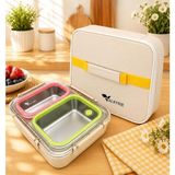 MSP 2 Bölmeli 304 Paslanmaz Çelik Lunch Box | Sızdırmaz Renkli Yemek Taşıma Kabı + Termal Çanta
