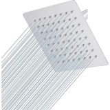 MSP 25X25 cm Kare Paslanmaz Çelik Tepe Duş Başlığı - Kireç Önleyici Silikon Nozullu, Ultra Ince Tasarım, Geniş Yağmur Akışlı Banyo Duş Başlığı, Krom
