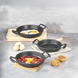 MSP 3'lü Döküm Sahan Seti, 3'lü Yumurta, Omlet Tavası, 3 Boy Döküm Siyah Granit Sahan Tava (22CM-20CM-18CM)