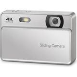MSP 4K Ultra Hd Kayar Kapaklı Dijital Fotoğraf Makinesi, 64MP 16X Zoom Vlogging Kamerası, Otomatik Odaklama ve Webcam Modu, IPS Ekranlı Hediye Seti, Gümüş