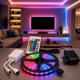 MSP 5 Metre Rgb LED Şerit Işık Seti Uzaktan Kumandalı IP65 Su Geçirmez 12V Adaptörlü 16 Renk 4 Mod Dim Edilebilir Kendinden Yapışkanlı Tv Oda Tavan Dekorasyon Aydınlatma