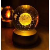 MSP Ahşap Standlı Cam Küre Işıklı Göz Yormayan Gezegen Satürn Motifli Masaüstü Aydınlatma Gece Lambası Dekoratif Çocuk Odası Salon Yatak Odası Lamba 6cm x 6cm (Satürndeki Kız)