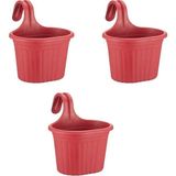 MSP Askılı Balkon Saksı – 3 Litre, 3 Adet | Kırmızı Renk | 22,2 cm | Askılı Tasarım