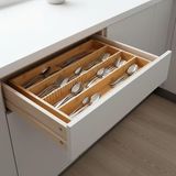 MSP Bambu Çekmece Içi Düzenleyici (37.5X25X4 Cm) | 4 Bölmeli, Hareketli Ayırıcılar | Kaşıklık, Dikiş, Ofis ve Mutfak Organizeri