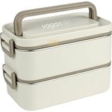 MSP Bento 2000ML Lunchbox 2 Katlı 3 Bölmeli Mini Kaseli Çelik Sefer Tası Yemek Kutusu (Beyaz)