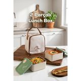 MSP BL25229 Isı Yalıtımlı Çanta Paslanmaz Çelik 2 Parça Vakumlu Yemek Termosu Beslenme Kutusu Taşınabilir Lunch Box Sefer Tası