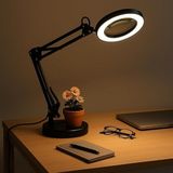 MSP Büyüteçli Masa Lambası USB Güç Bağlantılı 10X Büyütmeli LED Işıklı Masaüstü Lamba 360 Derece Dönebilen Başlıklı Ayarlanabilir Parlaklık Seviyeli Esnek Kollu Çalışma Lambası | FLB06