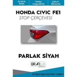 MSP Design Honda Civic ile Uyumlu Fe1 Stop Çerçevesi Sticker Kolay Uygulama Uzun Ömürlü, Parlak Siyah