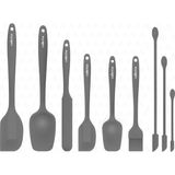 MSP Drongo Kavanoz Sıyırıcılı Silikon Spatula Seti 9 Parça Gri
