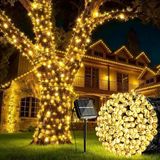 MSP Enerjili LED Işık Zinciri 12 Metre 100 LED Gün Işığı, Solar Bahçe Işığı, IP65 Su Geçirmez, 8 Aydınlatma Modlu, Balkon, Teras, Ağaç, Çit ve Dış Mekan Dekorasyonu