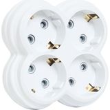 MSP Golyat Fiş, Dörtlü Topraklı Priz Çoklayıcı Fiş, 16A 250 Volt, Max 3600 Watt (Beyaz)
