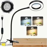 MSP Hareketli 5x Büyüteçli LED Işıklı Masa Çalışma Lambası -Klips Tipi-Usb Kablolu