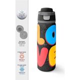 MSP High 800 ml Erkek Çocuk Siyah Çok Renkli Love Baskılı Pipetli ve Direkt Içim Çelik Termos/matara - 38508