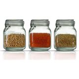 MSP Korken Kare Kavanoz 1000 ml Vakumlu Kilitli Cam Saklama Kavanozu